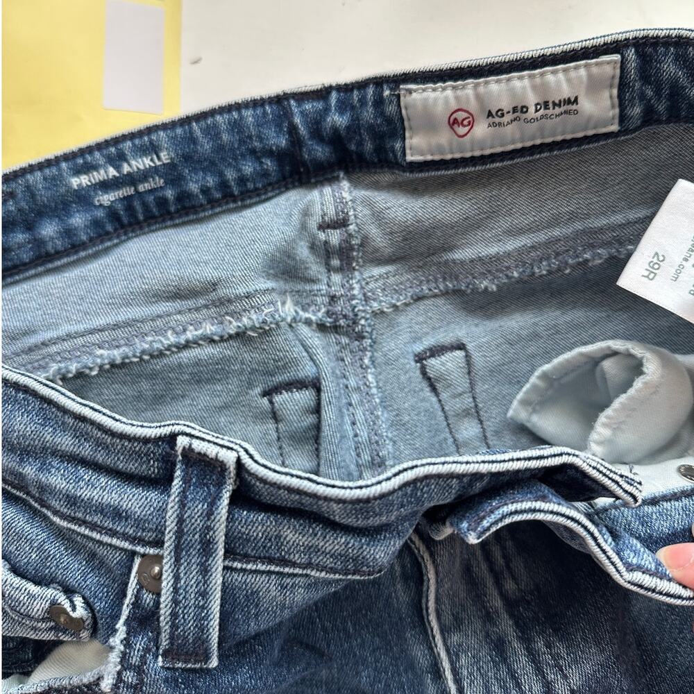 AG Medium Wash Whiskered Raw Hem Harper Essential Straight Leg Jeans 29R - Picture 8 of 13